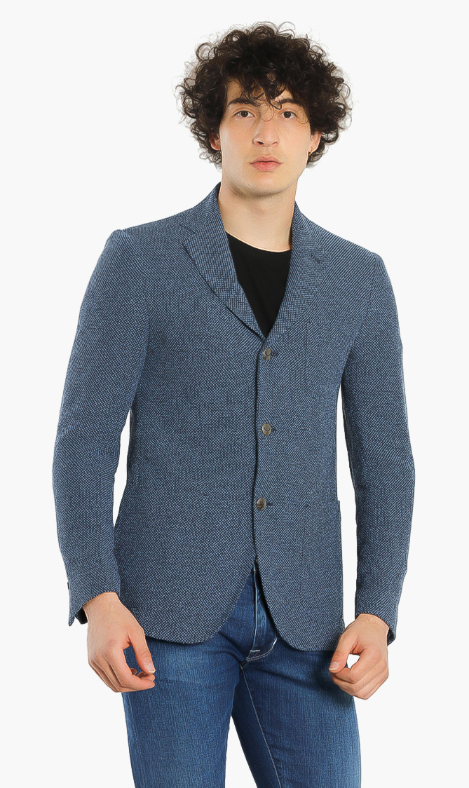 

Textured Button Suit, Blue