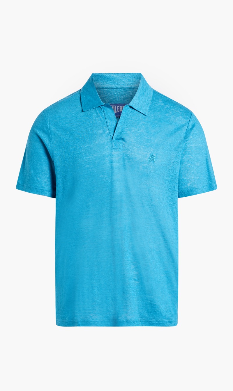 

Vilebrequin Light Blue Pyramid Linen Polo Shirt for Men | The Deal Outlet