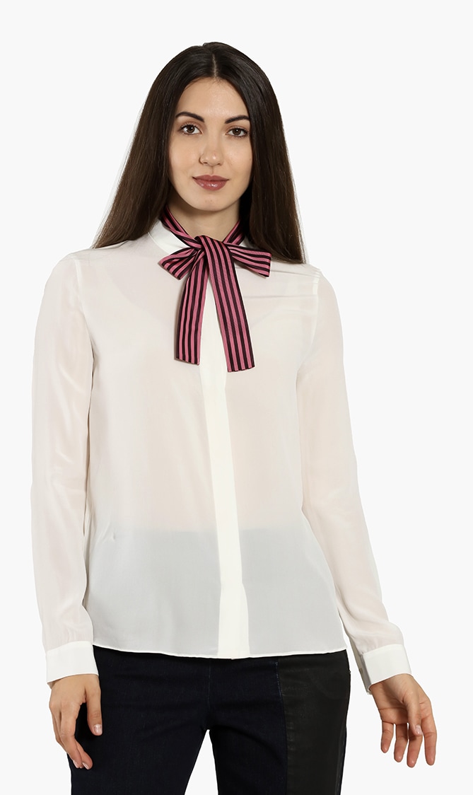 

Emporio Armani Contrast Stripes Bow Tie Shirt