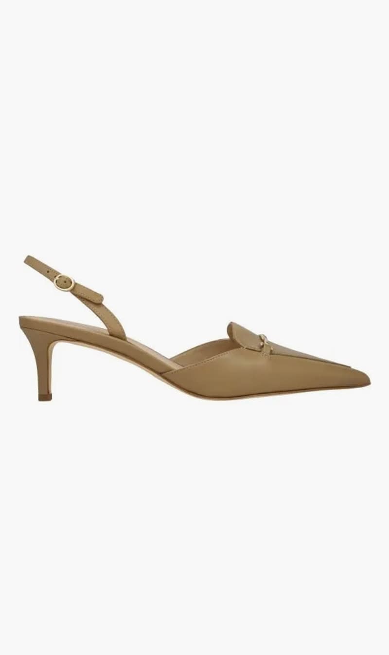 

Michael Kors Brown Lena Leather Slingback Pump for Women | The Deal Outlet