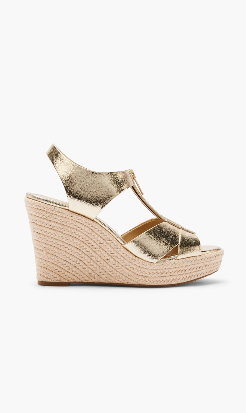 

Michael Kors Gold Roslyn Wedge for Women | The Deal Outlet