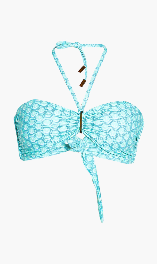 

Feery Anchor Print Bandeau Bikini Top, Green