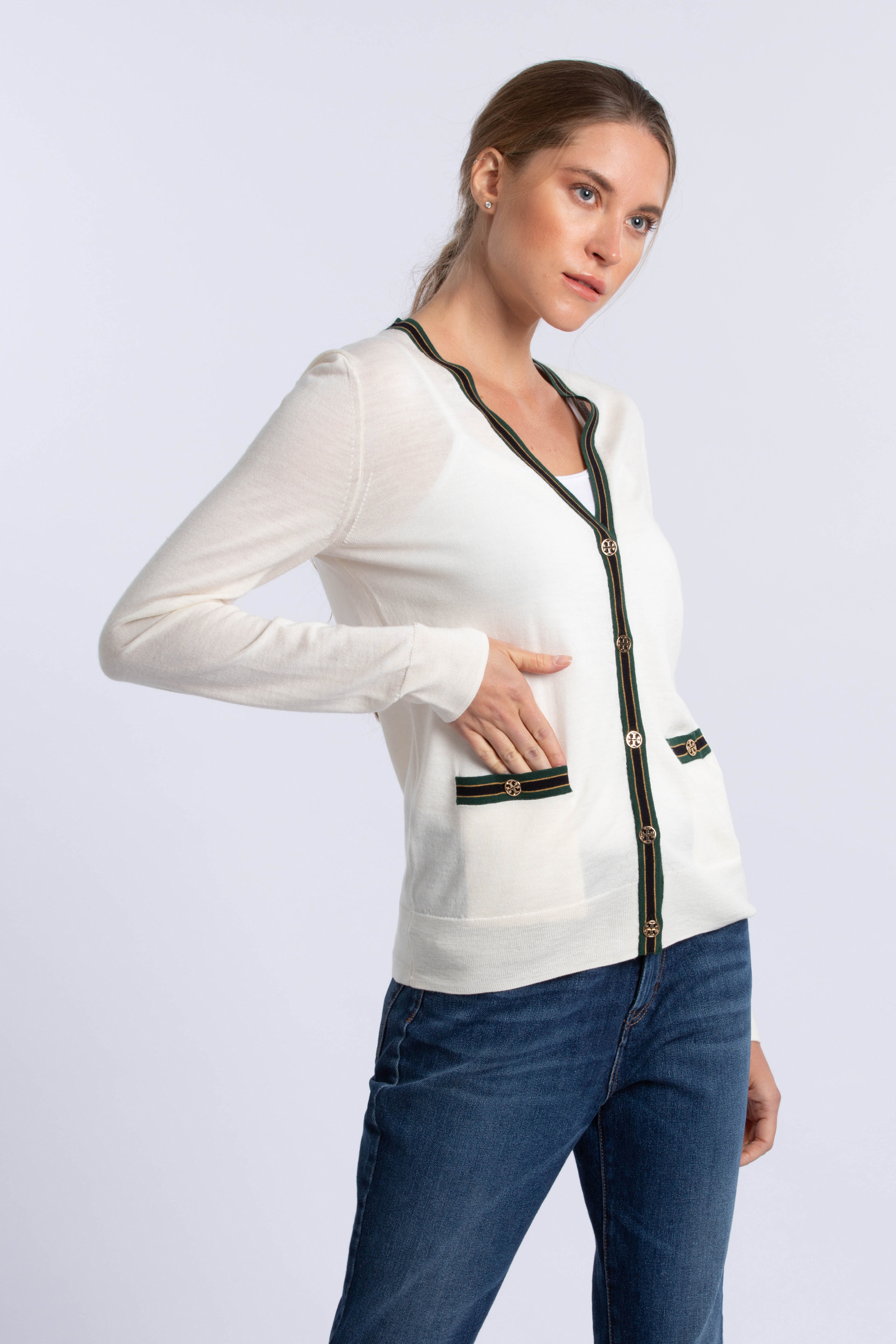 

Tory Burch Madeline Contrast-trim Cardigan