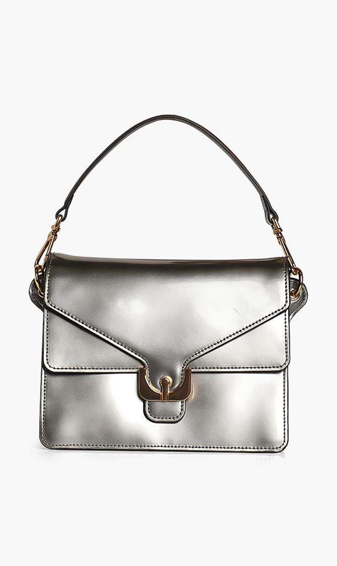 

COCCINELLE Flap Glossy Leather Crossbody Bag