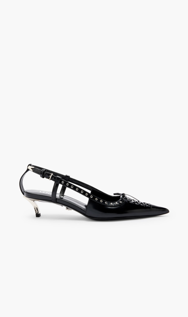 

Versace Multi-color Sling Back Pumps 40 Kitten Heel Bow for Women | The Deal Outlet