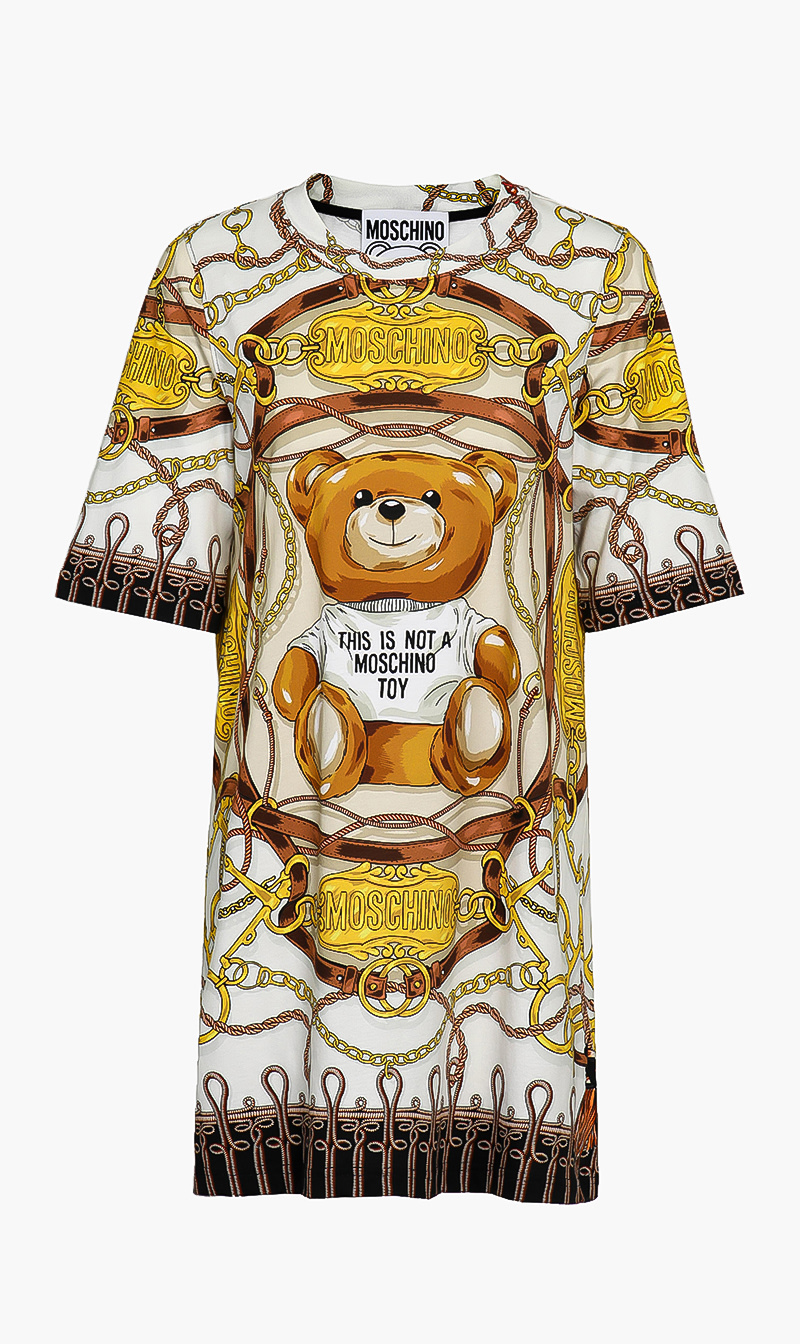 

Military Teddy Scarf Print Dress, Yellow