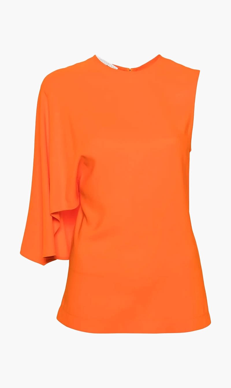 Stella Mc Cartney Orange Asymmetric Cape Detailed Top for Women