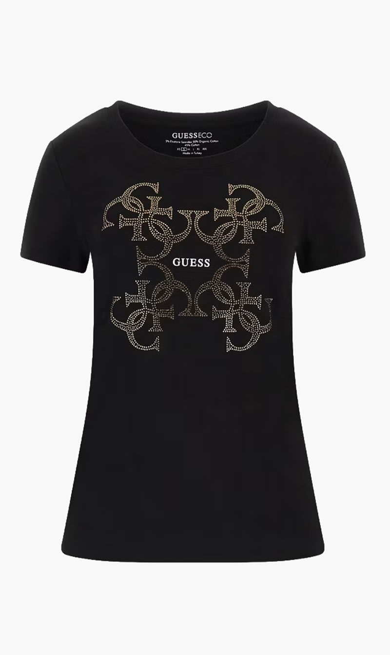 

Guess Black Front Logo Stretch T Shirt for Women | The Deal Outlet