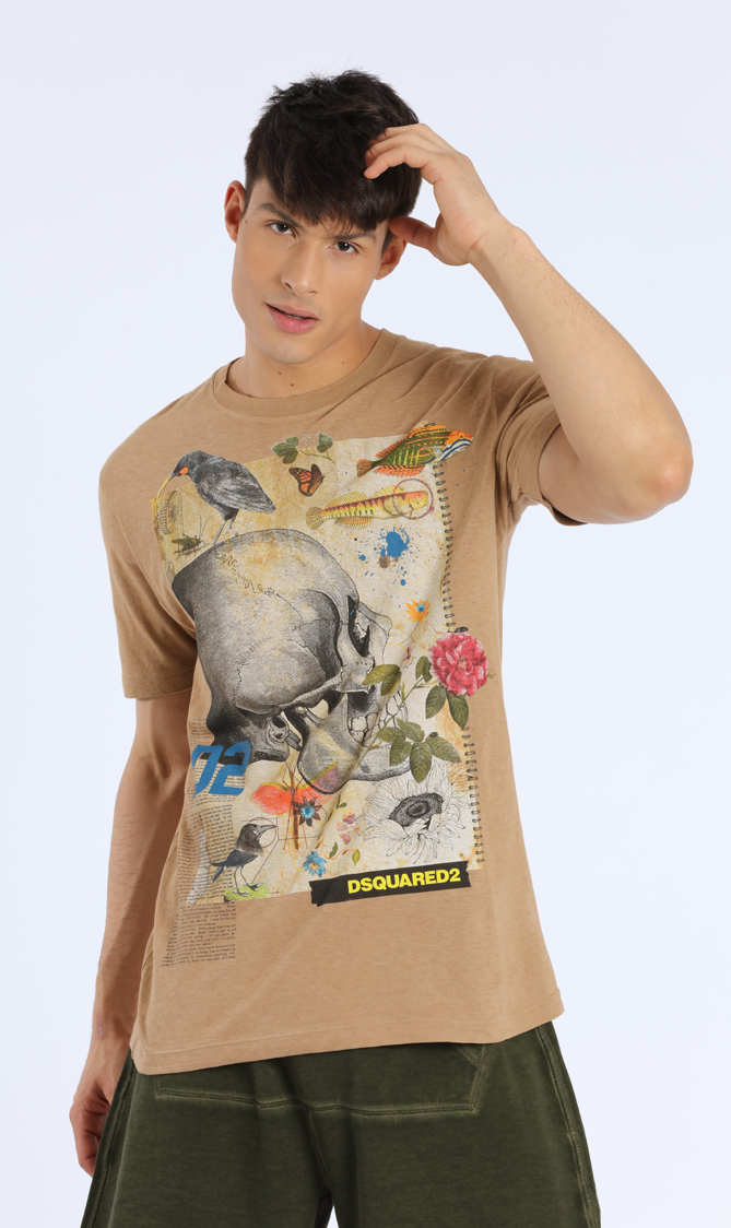 

Dsquared2 Men's Brown Printed T-shirt