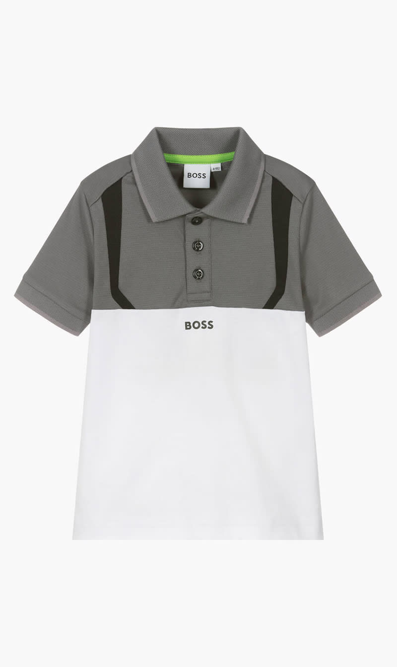 

Hugo Boss Grey Colourblock Polo Shirt for Boys | The Deal Outlet