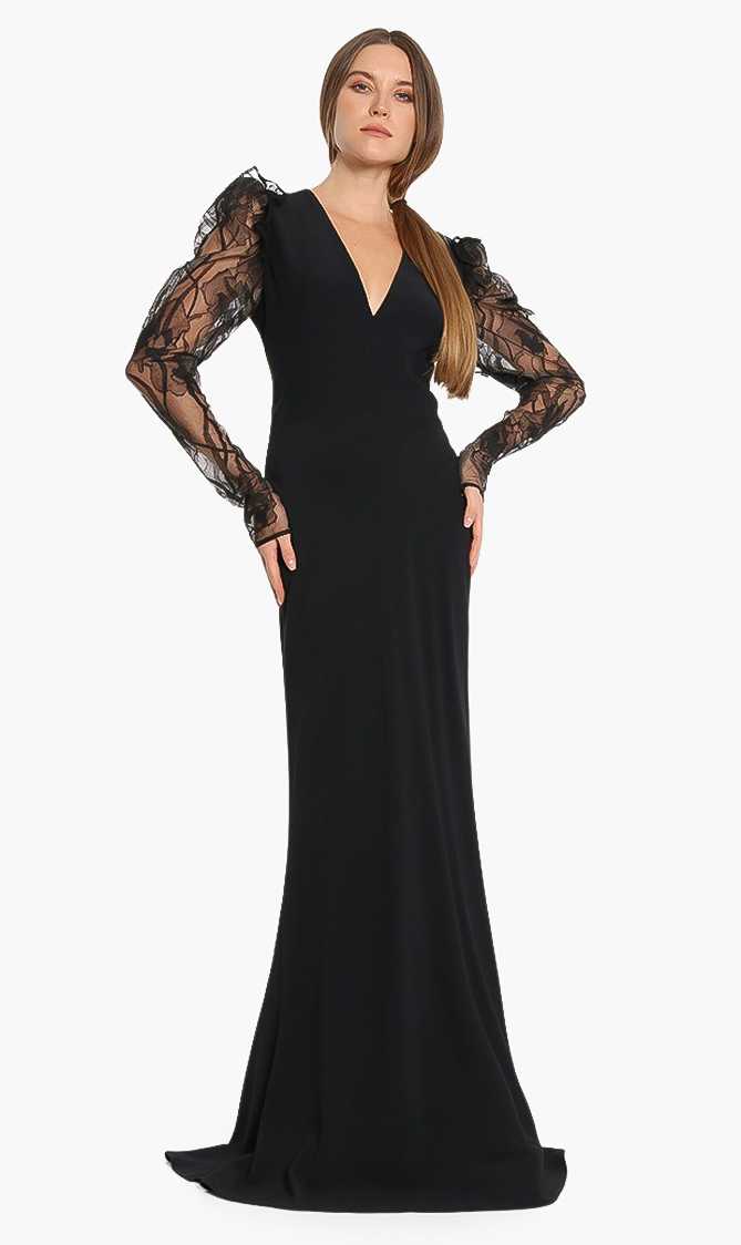 

Alexander Mcqueen Lace Sleeves Evening Dress