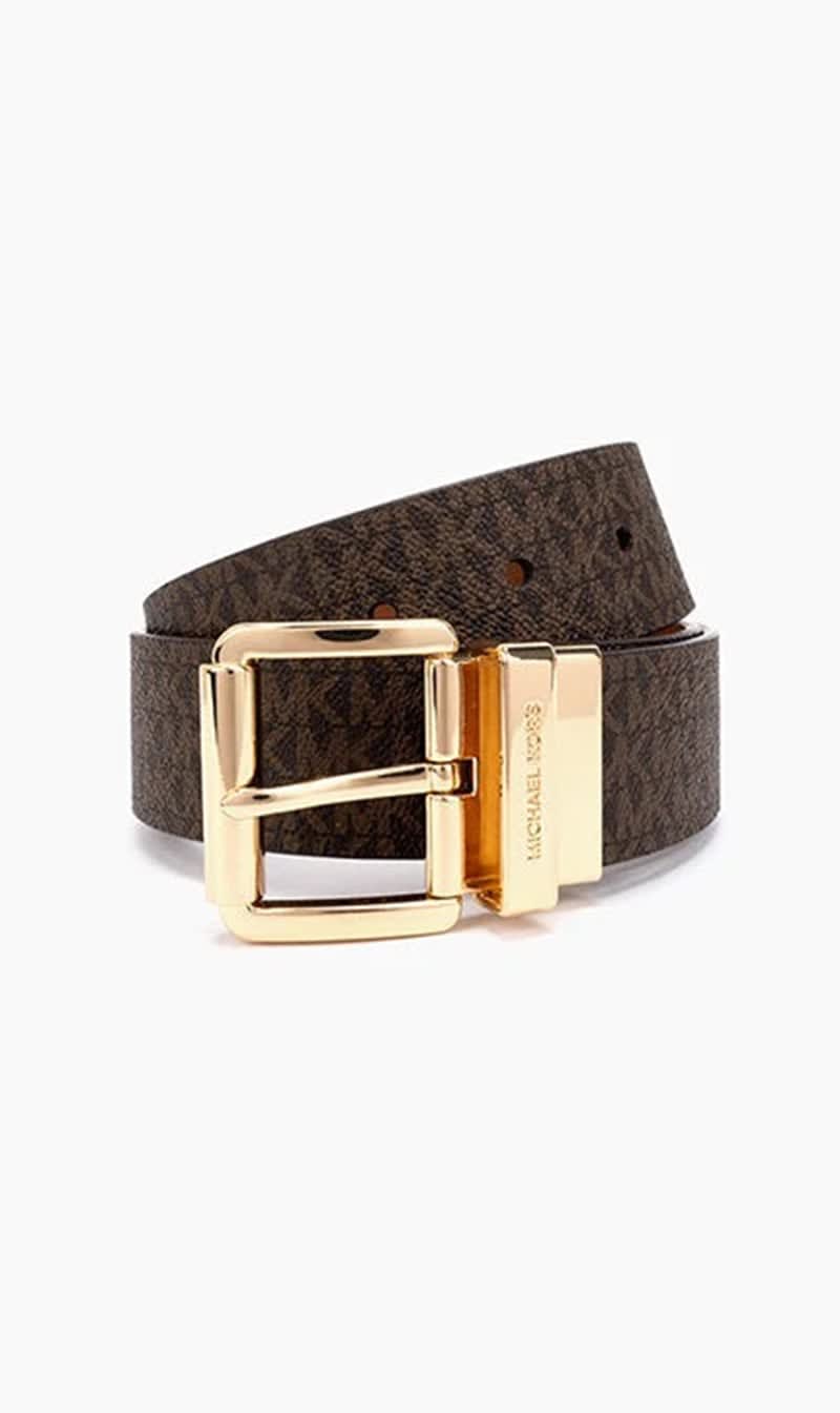 

Michael Kors Brown Reversible Signature Logo Xx Belt for Women | The Deal Outlet