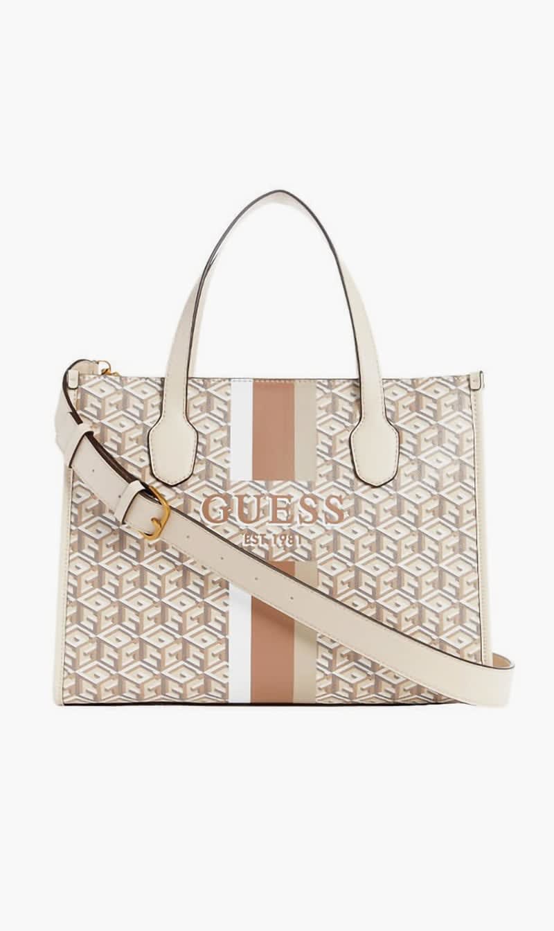 

Guess Beige Silvana Tote Bag for Women | The Deal Outlet