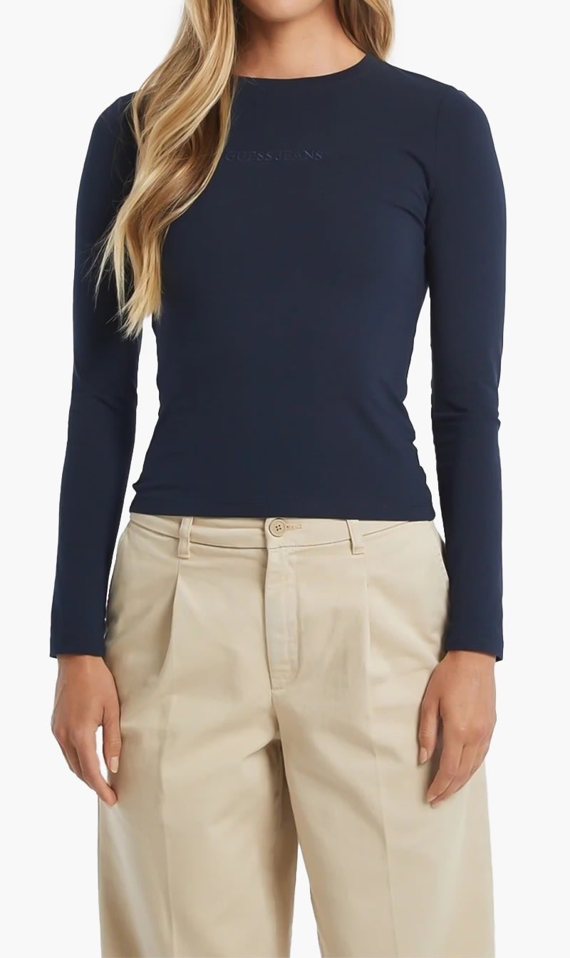 

Guess Blue Gj Ls Cn Slim Logo E - Mid Organic Stretch Jersey 180 for Women | The Deal Outlet