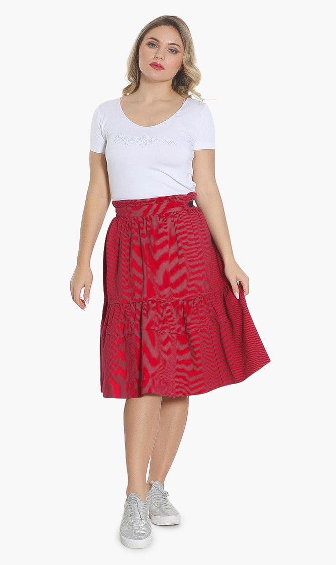 

High Waisted Skirt, Red