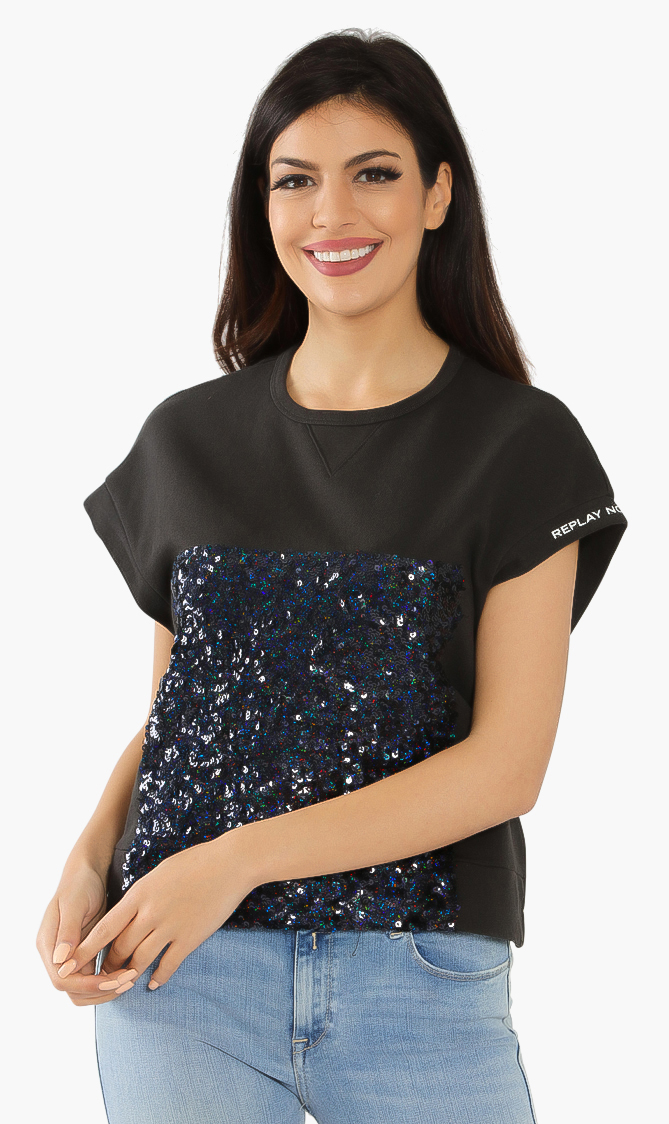 

Replay Embellished Sequins Sleeves Sweatshirt
