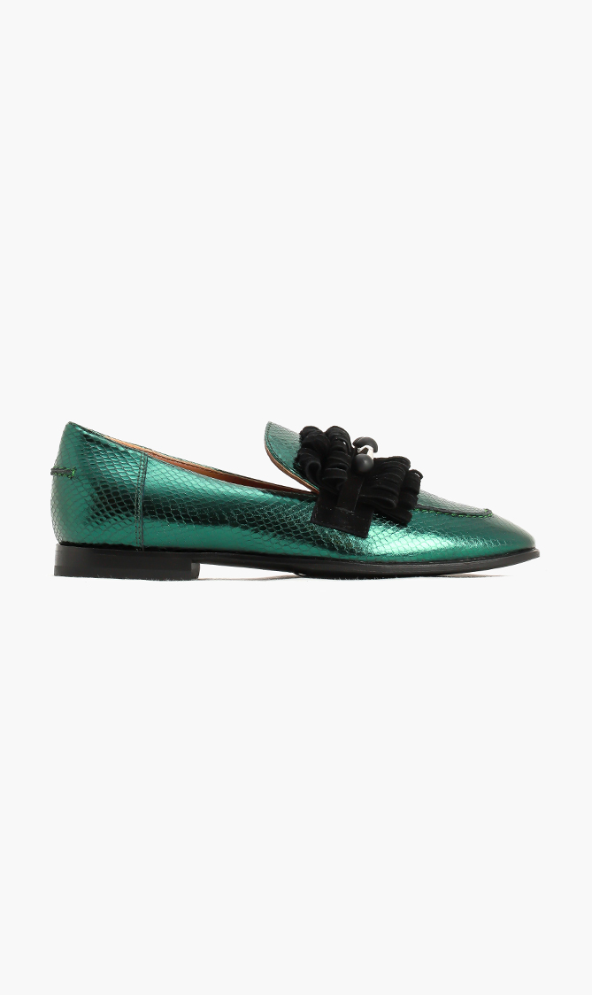 

Pollini Embellished Leather Loafers