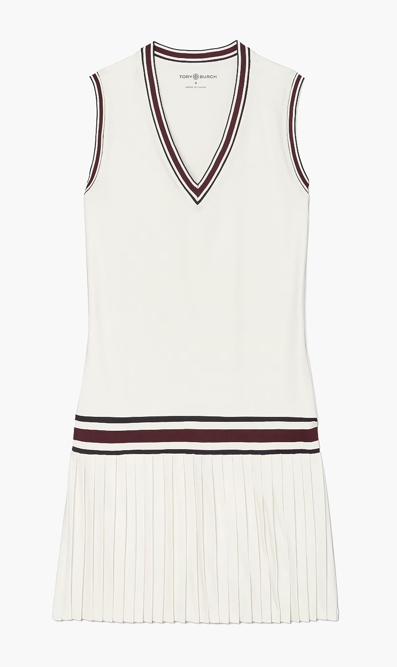

Tory Burch Beige Performance V Neck Tennis Dress for Women | The Deal Outlet