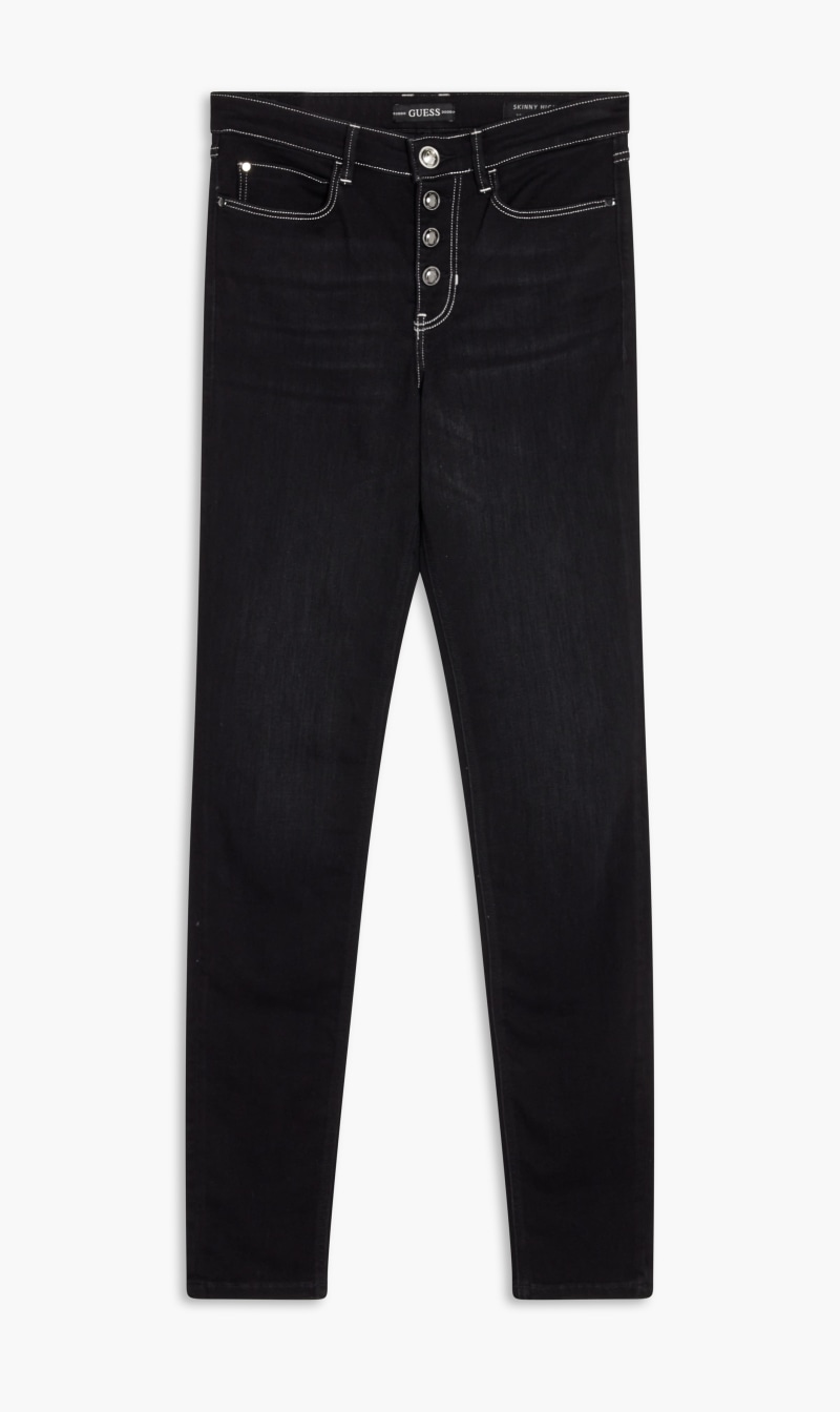 

Guess Black 1981 Exposed Button High Waisted Skinny Jeans for Women | The Deal Outlet