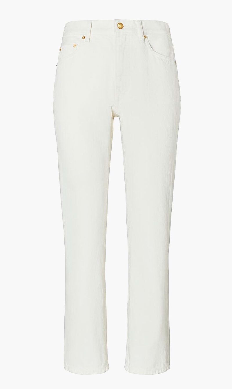 

Tory Burch White Mid Rise Cropped Jeans for Women | The Deal Outlet