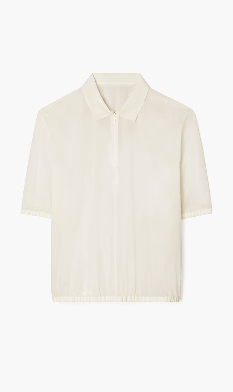 

Tory Burch Beige Poplin Zip Polo for Women | The Deal Outlet