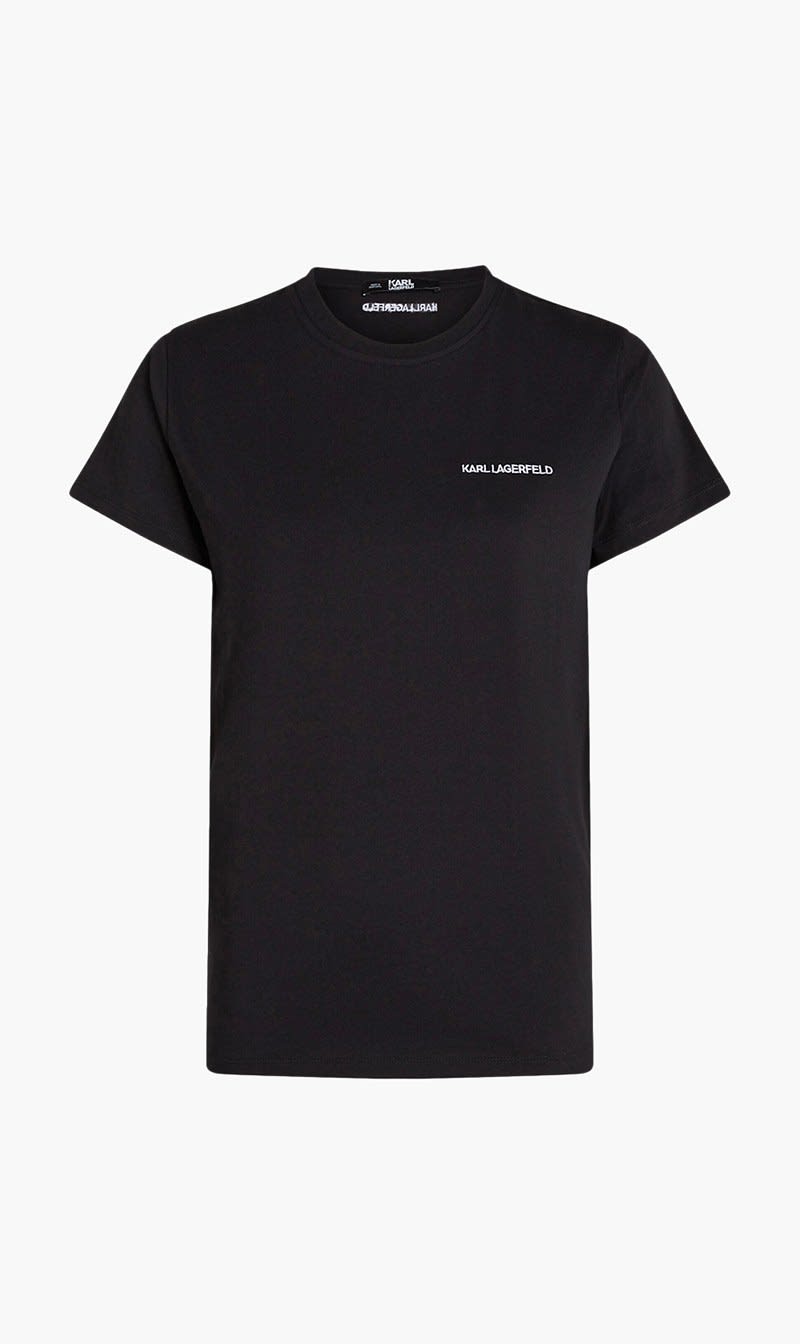 Black Karl Lagerfeld White Logo T-shirt for Women