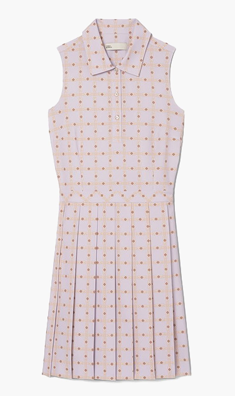 

Printed Performance Pleated Golf Dress, Purple