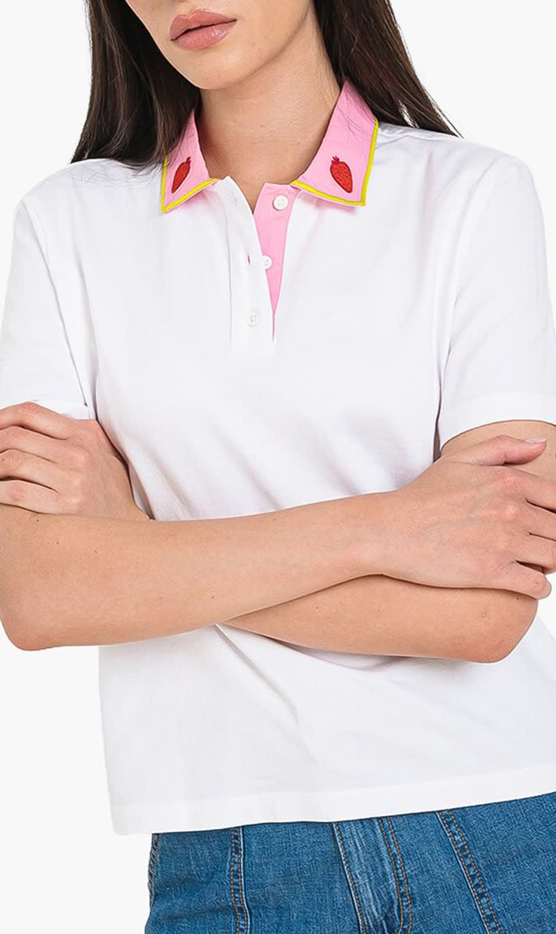 White United Colors Of Benetton Blue Cotton Polo T Shirt for Women