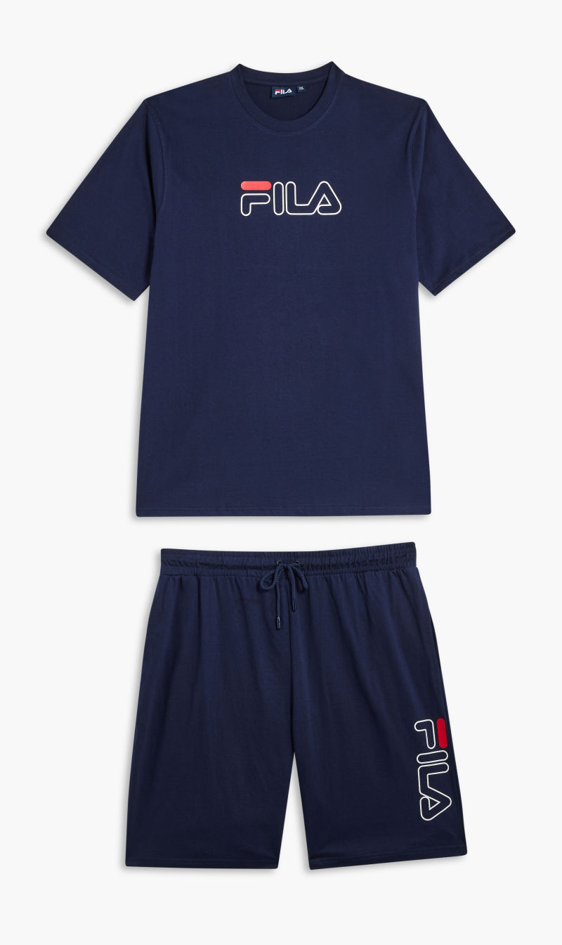 

Fila Blue Graphic Tee And Short Set Flat Print for Men | The Deal Outlet