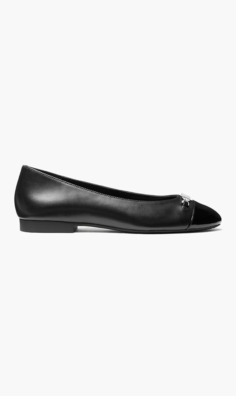 

Michael Kors Black Rebecca Flex Leather Ballet Flat for Women | The Deal Outlet