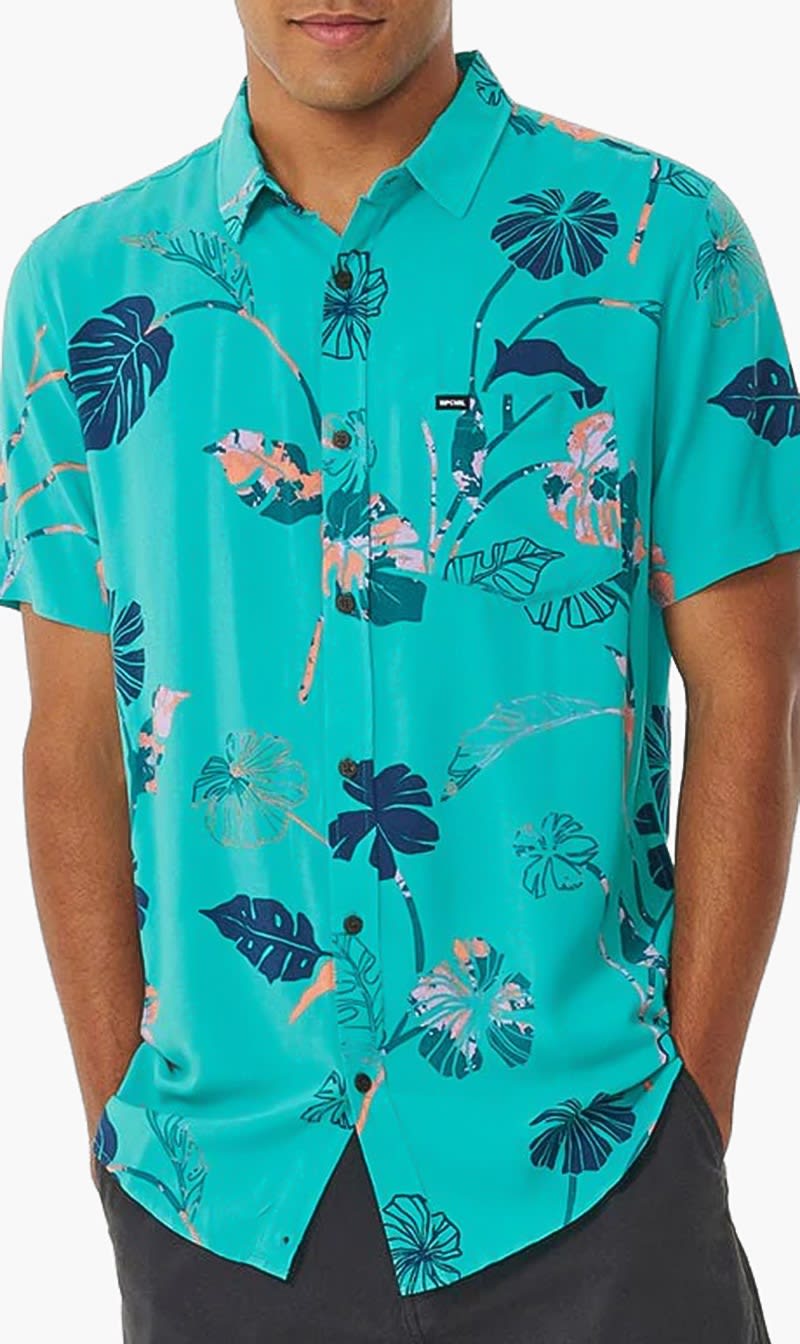 Ripcurl Blue Mod Tropics Short Sleeve Shirt for Men