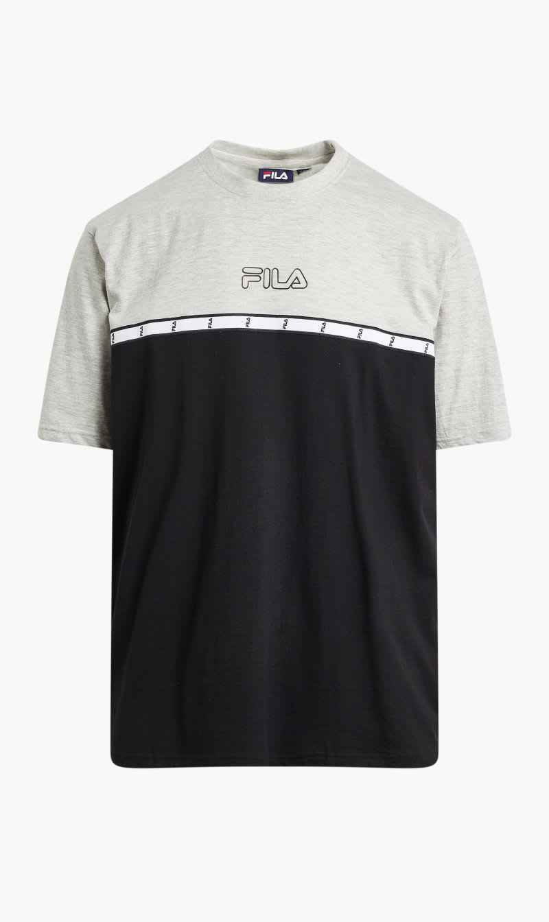 

Fila Grey Colour Block Tape Tee High Build Print for Men | The Deal Outlet