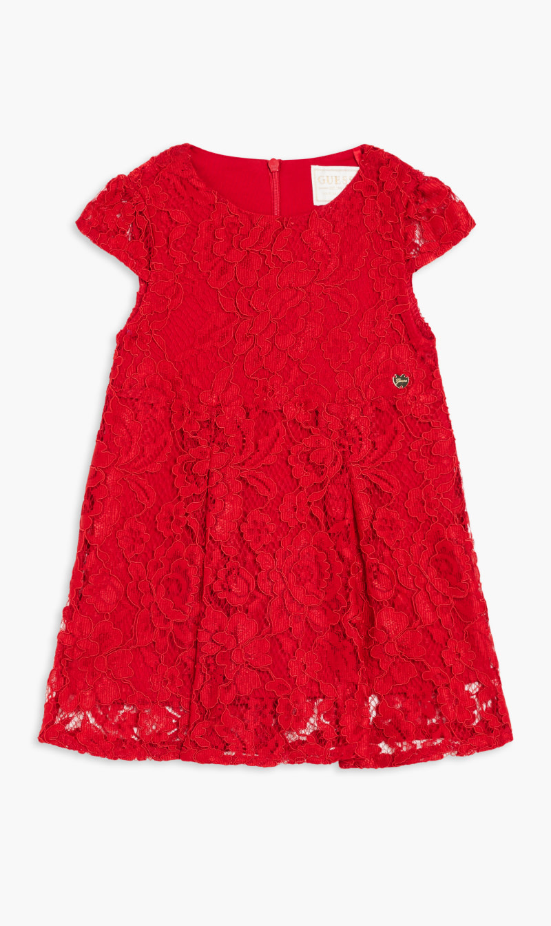 

Guess Red Half Sleeve Lace Dress for Girls | The Deal Outlet