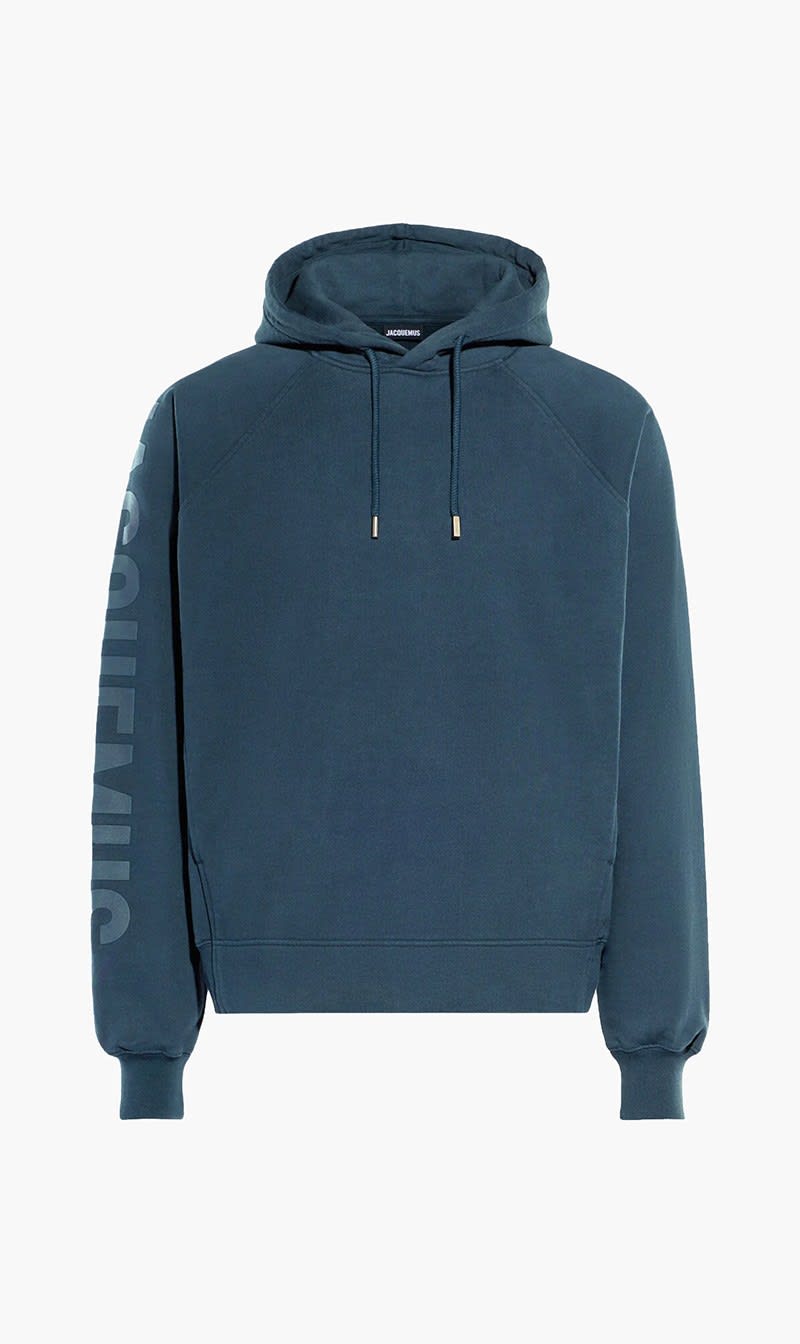 

Jacquemus Blue Le Hoodie Typo Hoodie for Men | The Deal Outlet