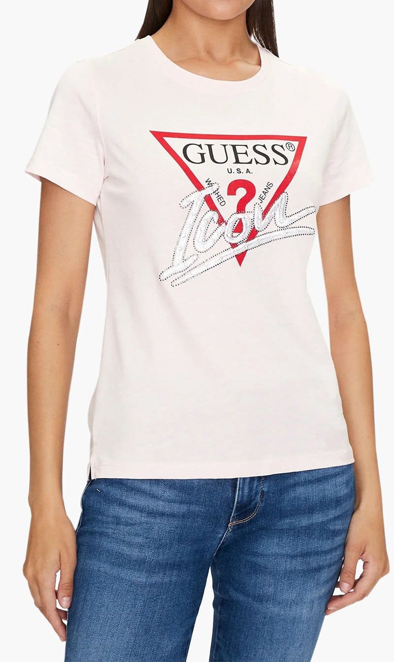 

Guess Pink Ss Cn Icon Tee for Women | The Deal Outlet