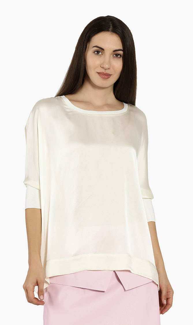 

Emporio Armani Silk Ribbed Trim Blouse