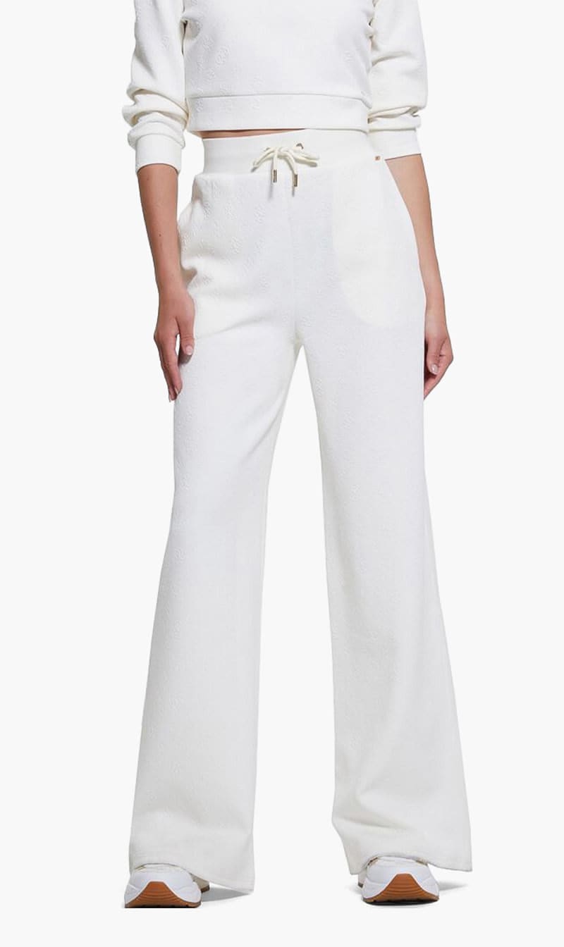 Guess White Peony Logo Straight Pants for Women