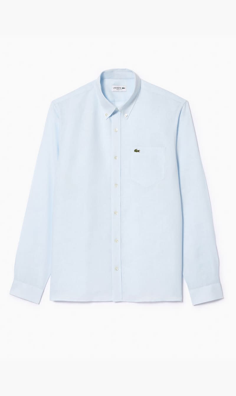 

Lacoste Blue Regular Fit Linen Shirt for Men | The Deal Outlet