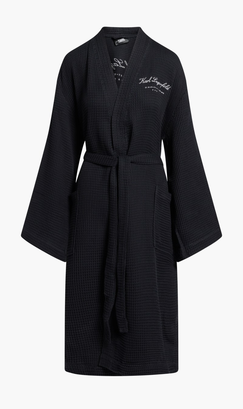 

Karl Lagerfeld Black Hotel Karl Waffle Bathrobe for Kids | The Deal Outlet
