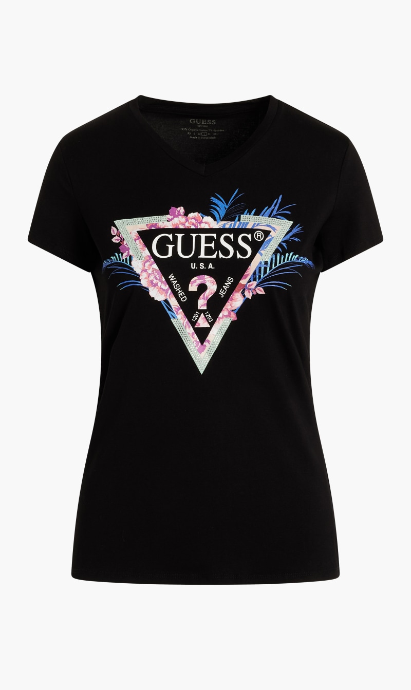 

Guess Black V Neck Kathe T-shirt for Women | The Deal Outlet