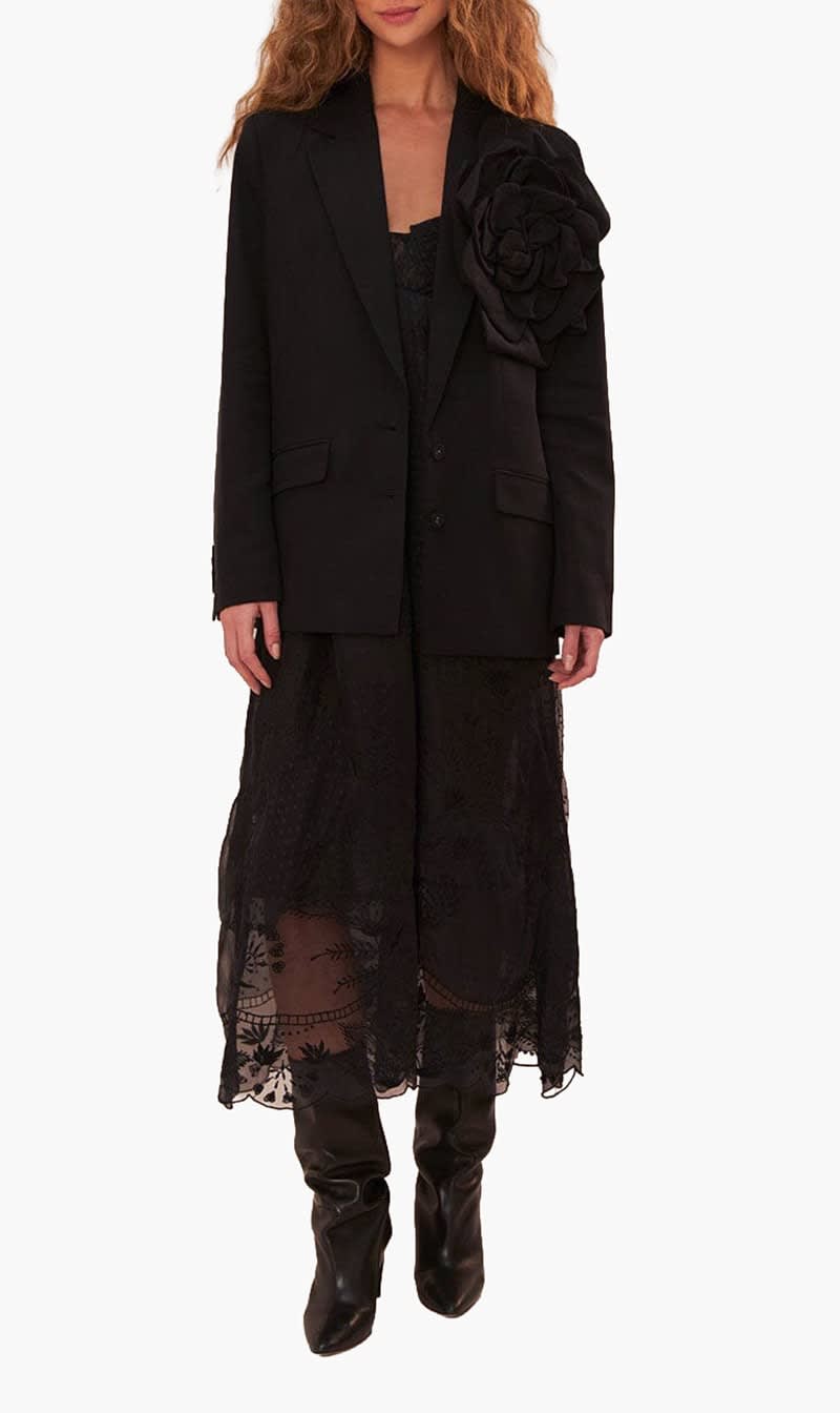 

Farm Rio Black Flowered Blazer for Women | The Deal Outlet