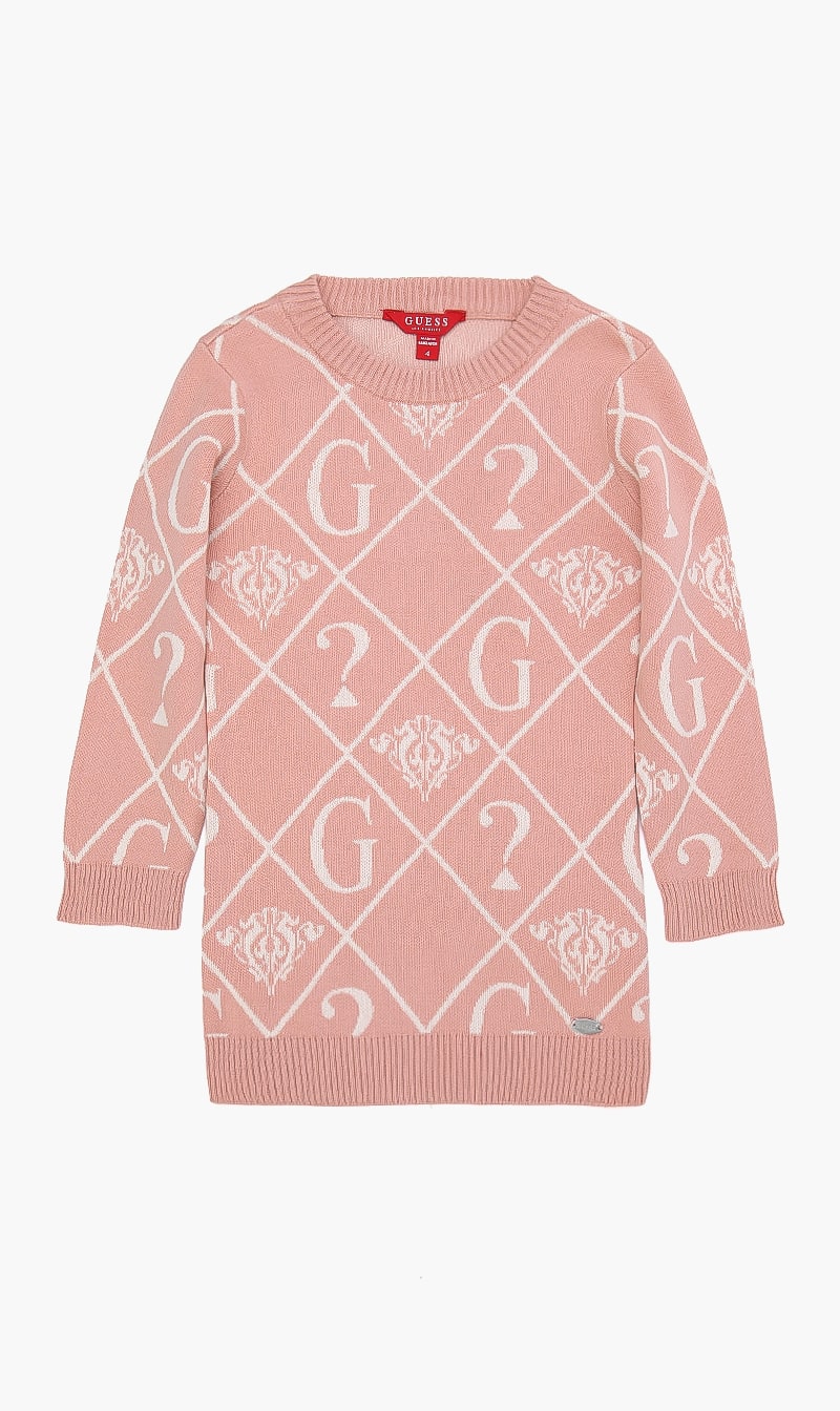 

Guess Pink Logo Knitted Dress for Girls | The Deal Outlet