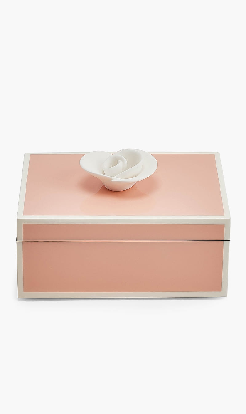 

Pacific Connections Pink Paris Pink Box With White Flower Handle | The Deal Outlet