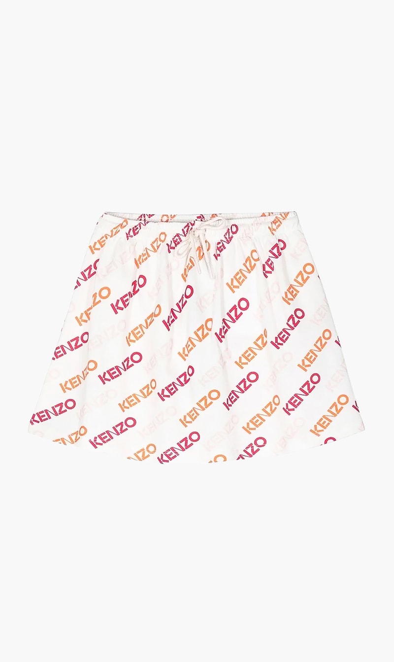 

Kenzo White All Over Logo Skirt for Girls | The Deal Outlet
