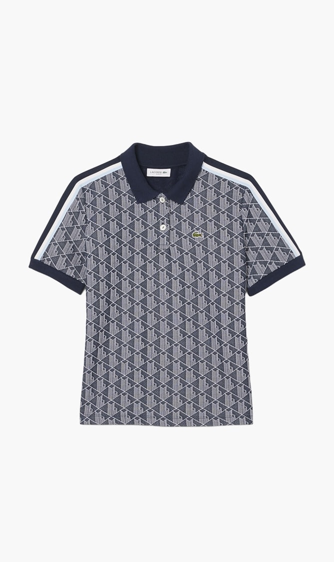 

Lacoste Blue Slim Fit Monogram Jacquard Polo Shirt for Women