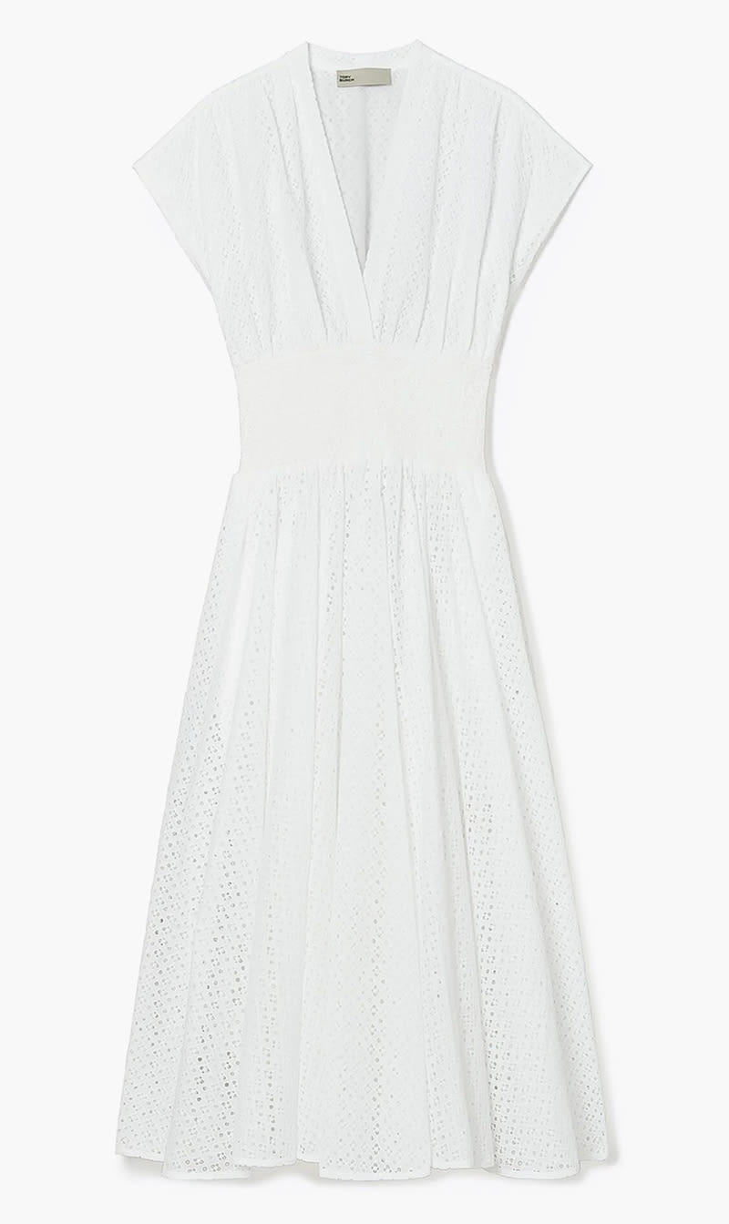 

Tory Burch White Cotton Eyelet Dress for Women | The Deal Outlet