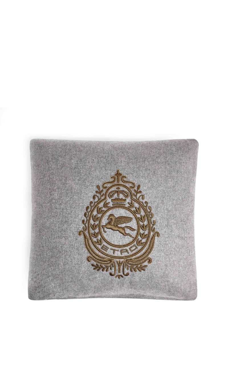 

Etro Grey Estrie Embroidered Cushion | The Deal Outlet