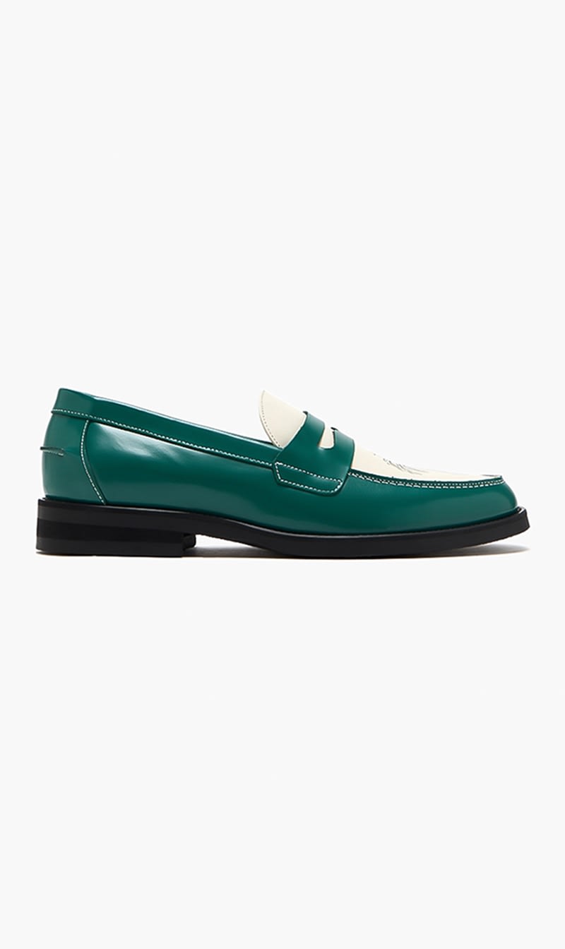 

Duke & Dexter White Wilde Palm Tree Penny Loafers for Men | The Deal Outlet