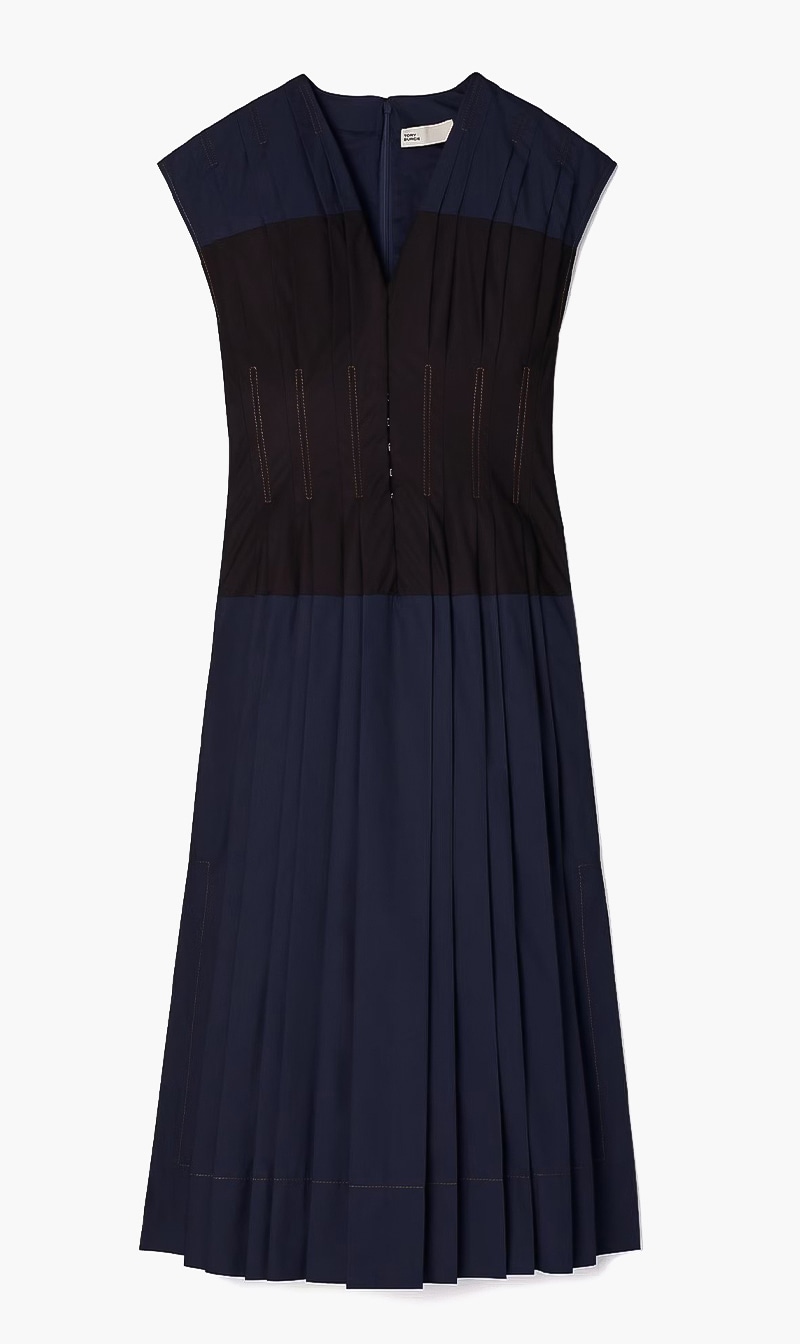 

Tory Burch Black Claire Maccardell Pleated Dress for Women | The Deal Outlet