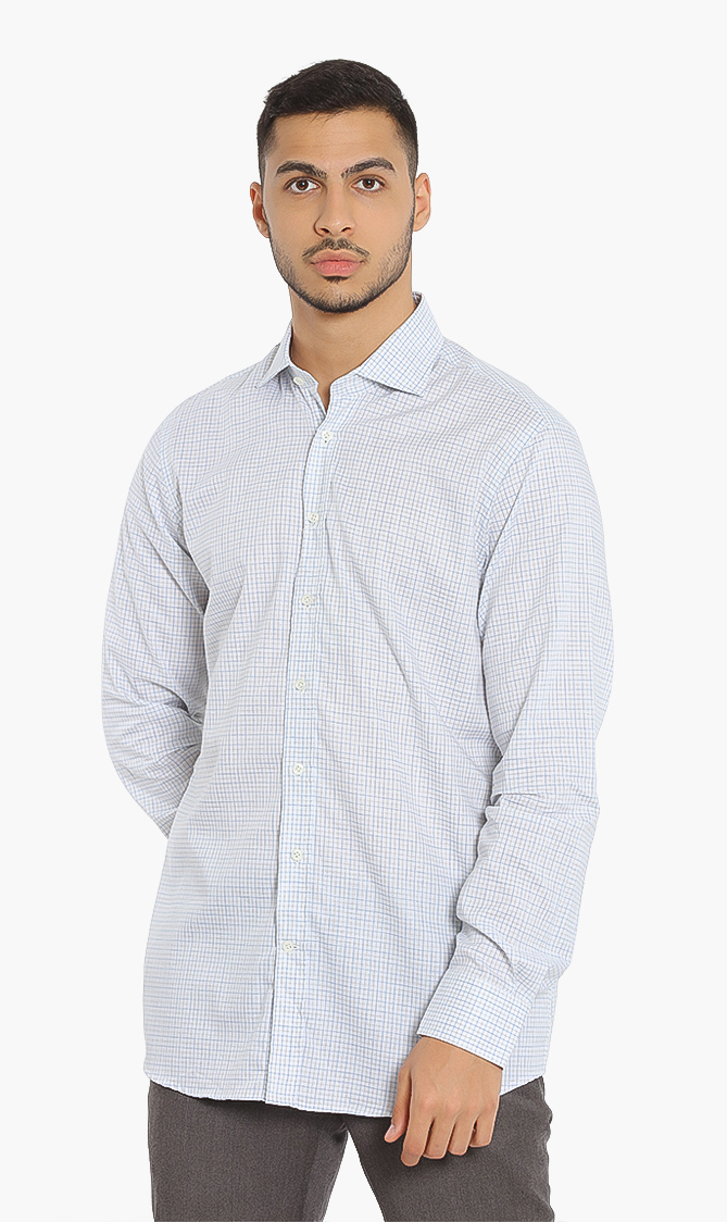 

Hackett London Mayfair Melange Twill Check Chelsea Classic Fit Shirt